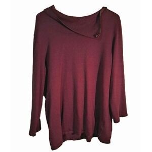Carolyn Taylor Womens Sweater Burgundy Red Zip Side Neck Xlarge